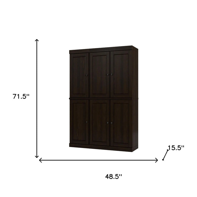 72" Espresso Solid Wood 8 Pantry Or Storage Closet Homeroots Kitchen & Dining