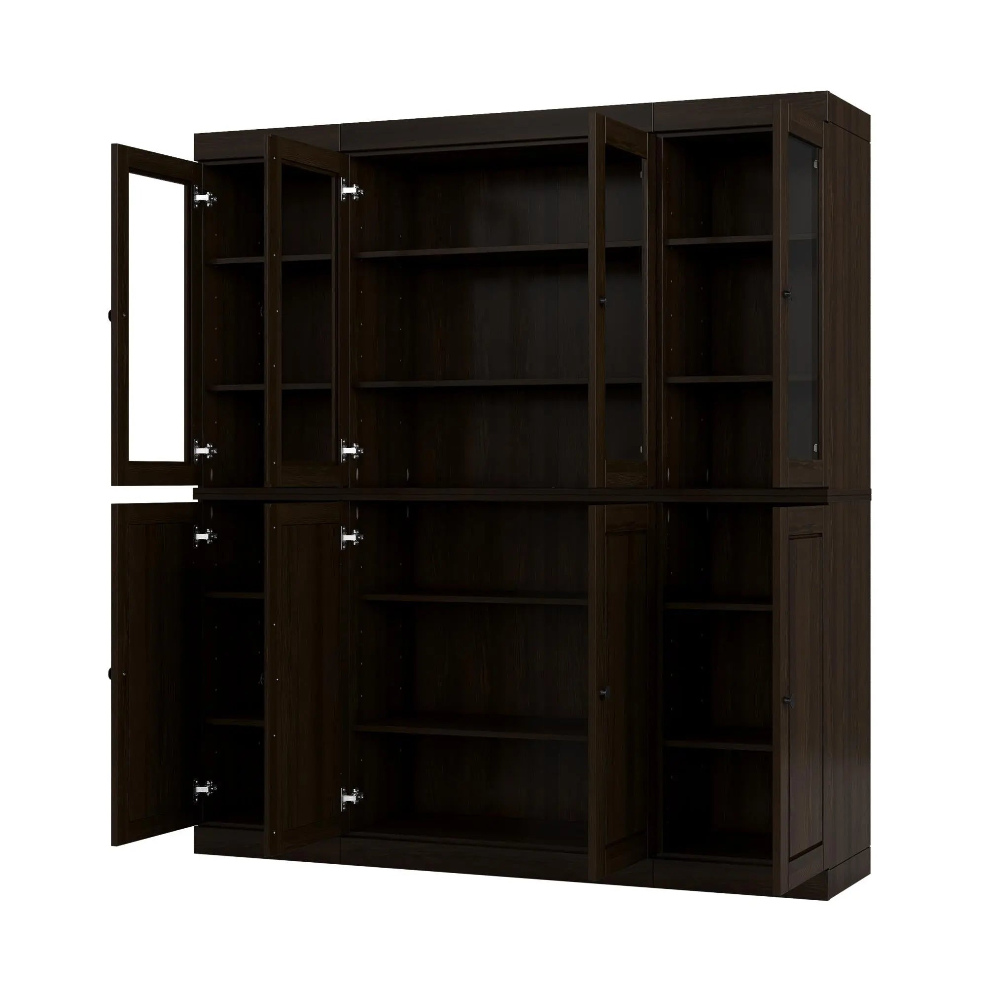 72" Espresso Solid Wood 8 Pantry Or Storage Closet Homeroots Kitchen & Dining