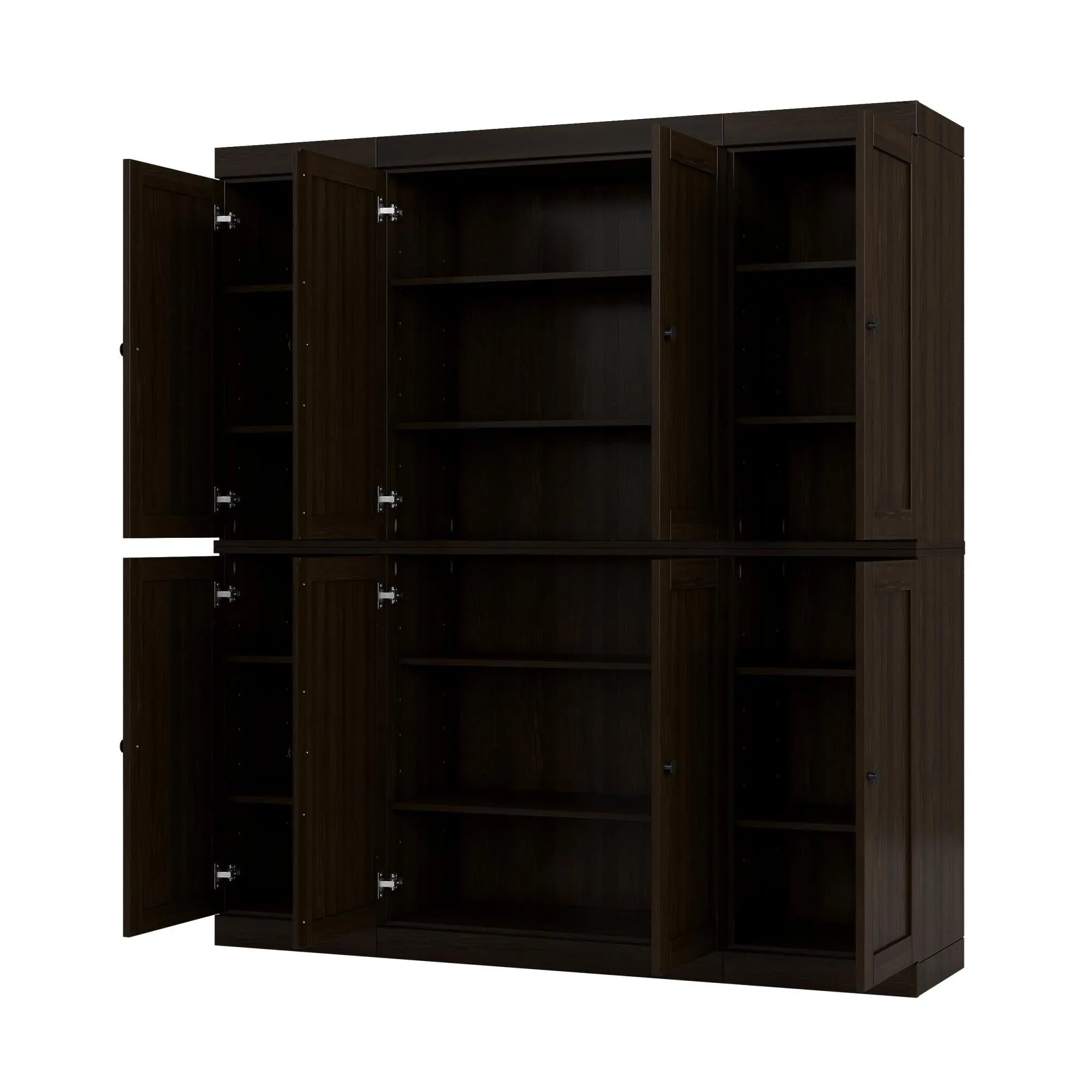 72" Espresso Solid Wood 8 Pantry Or Storage Closet Homeroots Kitchen & Dining