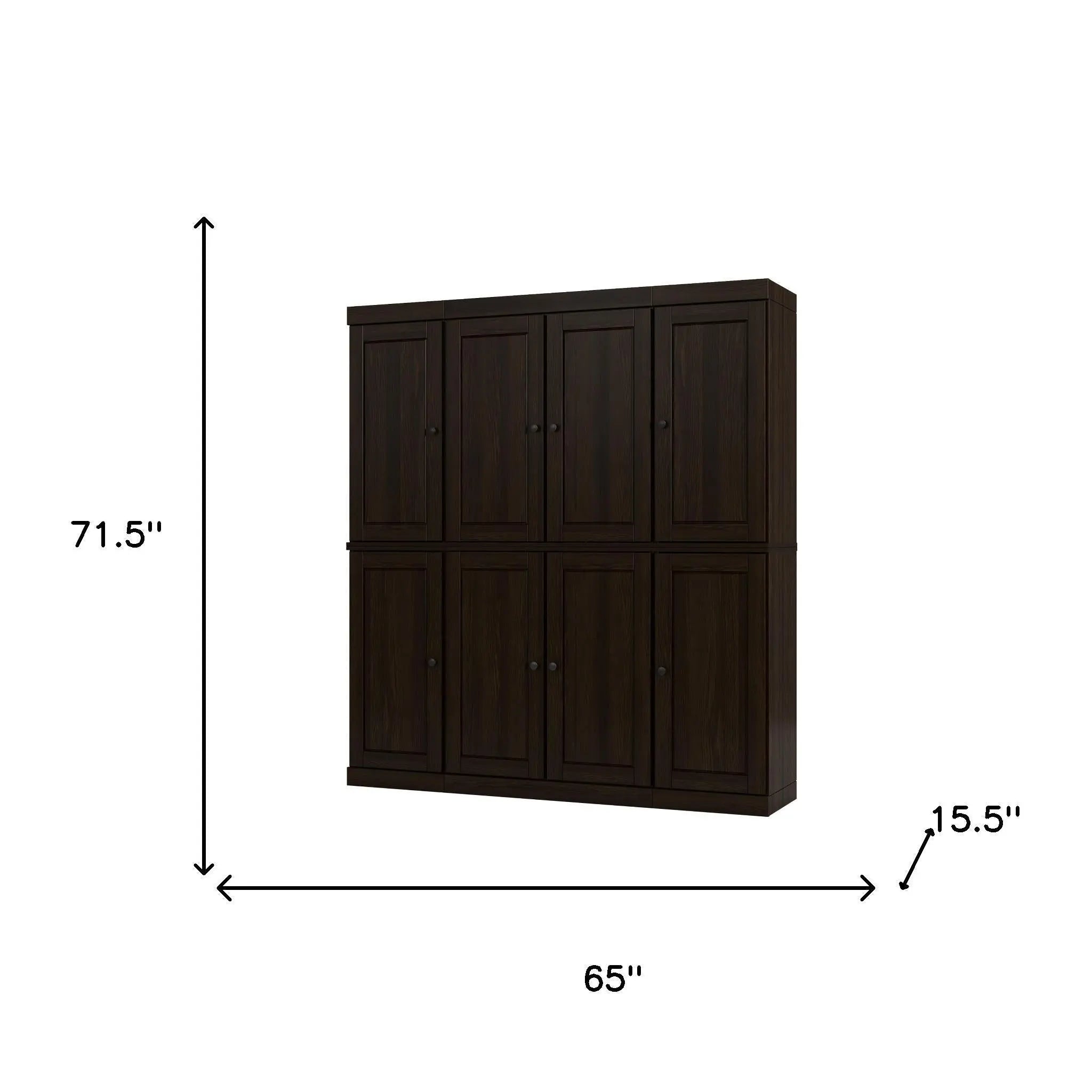 72" Espresso Solid Wood 8 Pantry Or Storage Closet Homeroots Kitchen & Dining