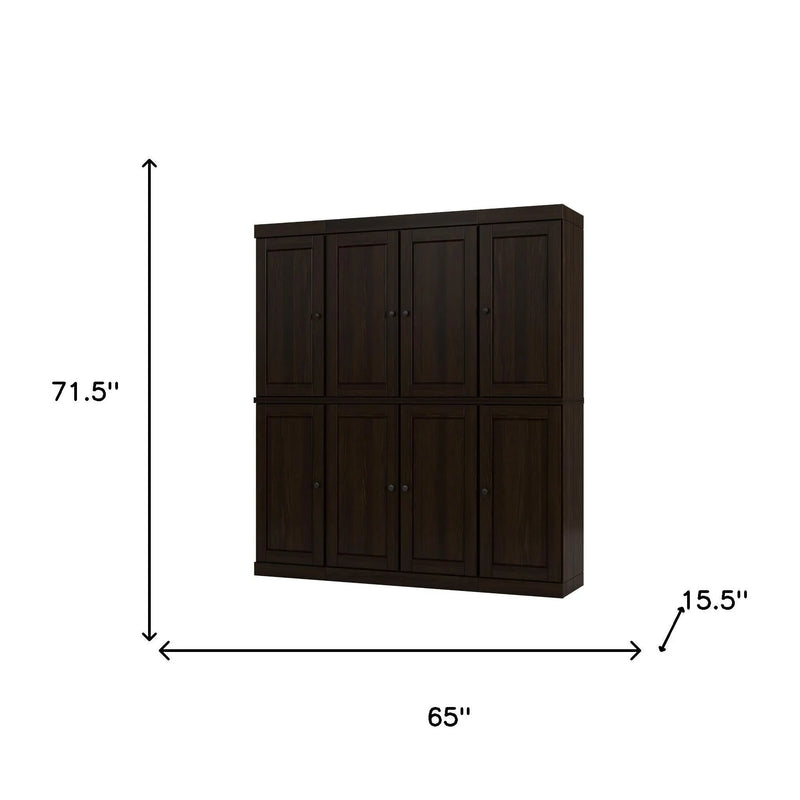 72" Espresso Solid Wood 8 Pantry Or Storage Closet Homeroots Kitchen & Dining