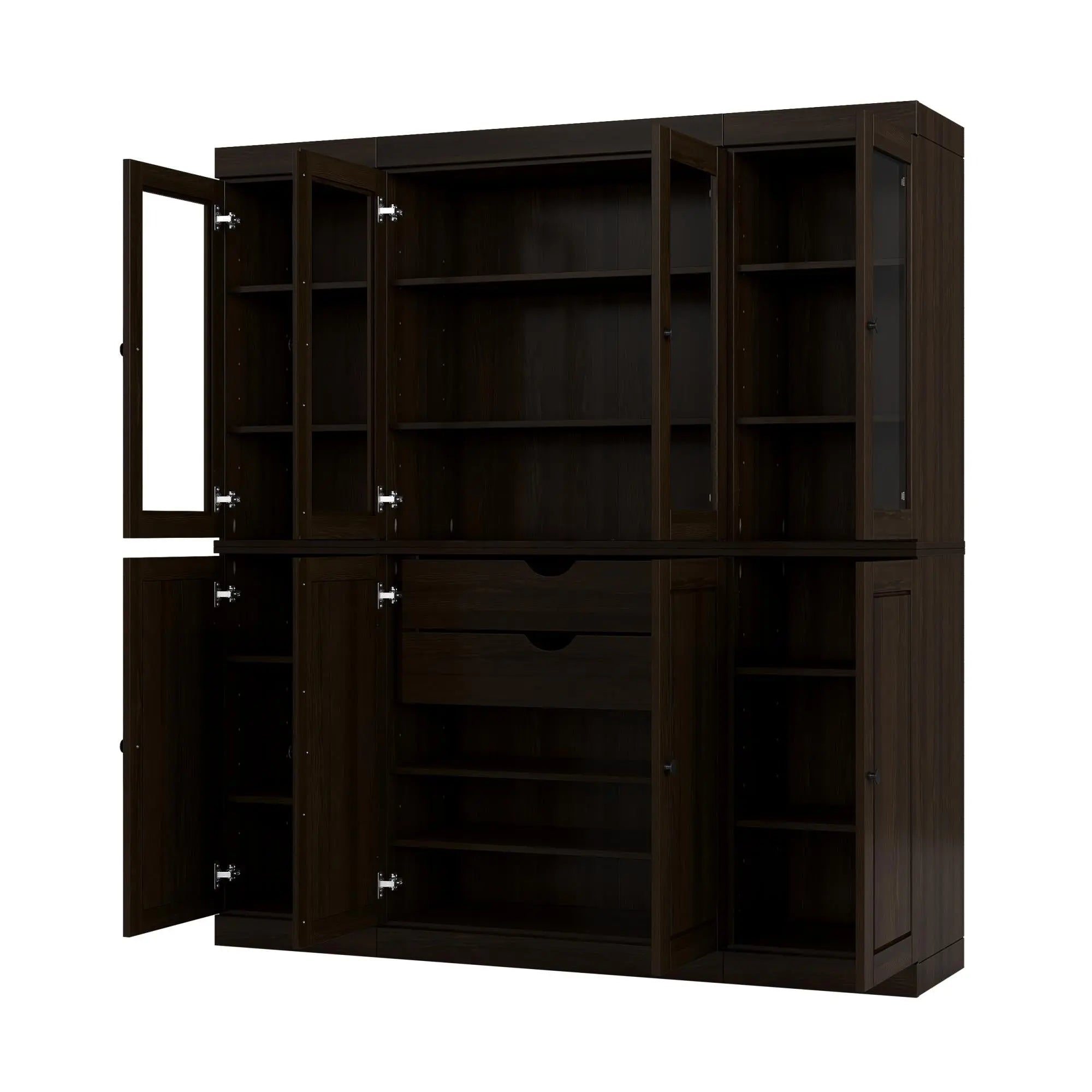 72" Espresso Solid Wood 8 Two Drawer Pantry Or Storage Closet Homeroots Kitchen & Dining