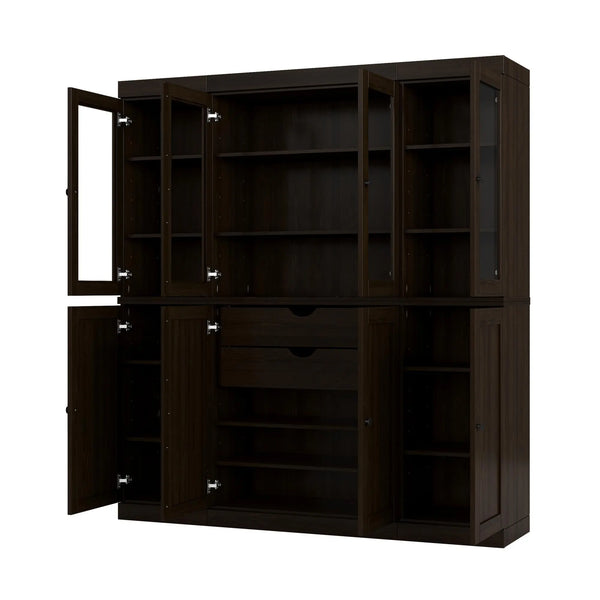 72" Espresso Solid Wood 8 Two Drawer Pantry Or Storage Closet Homeroots Kitchen & Dining