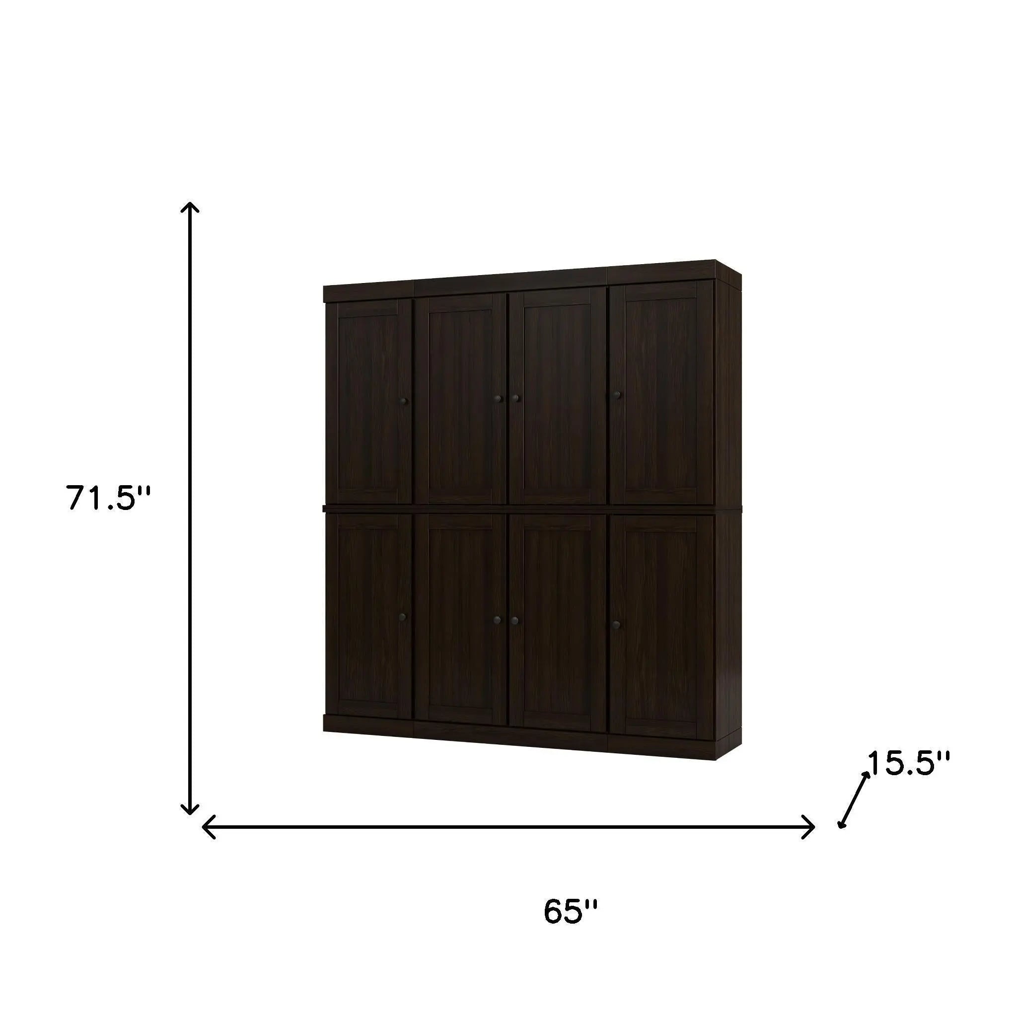 72" Espresso Solid Wood 8 Two Drawer Pantry Or Storage Closet Homeroots Kitchen & Dining