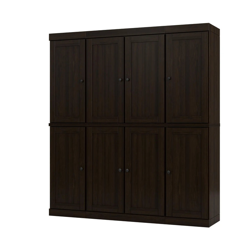 72" Espresso Solid Wood 8 Two Drawer Pantry Or Storage Closet Homeroots Kitchen & Dining