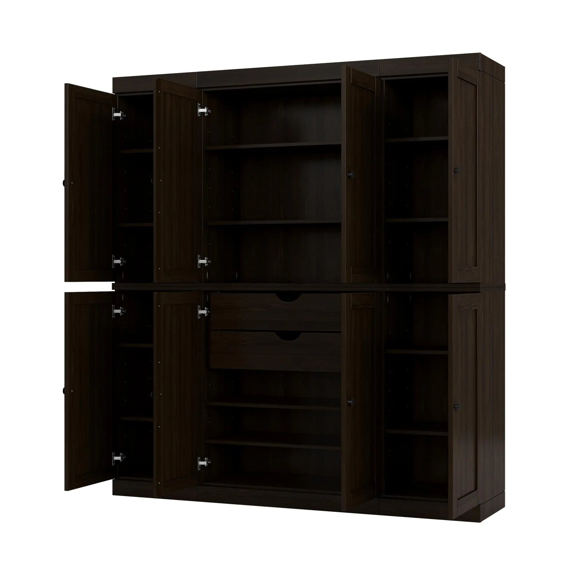 72" Espresso Solid Wood 8 Two Drawer Pantry Or Storage Closet Homeroots Kitchen & Dining