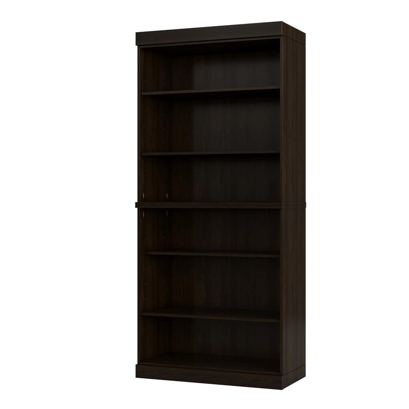72" Espresso Solid Wood Adjustable Six Tier Library Bookcase Homeroots Office