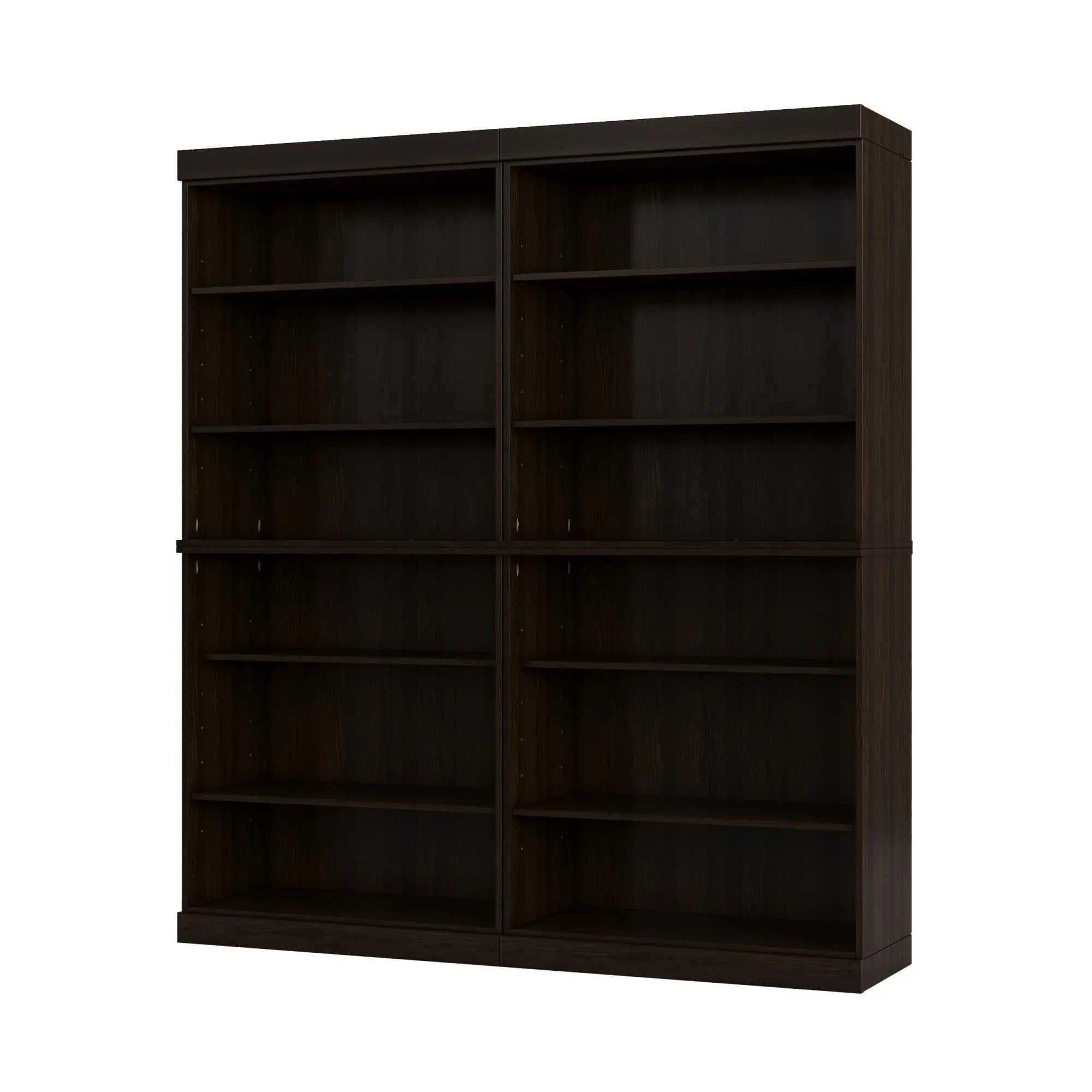 72" Espresso Solid Wood Adjustable Twelve Tier Library Bookcase Homeroots Office
