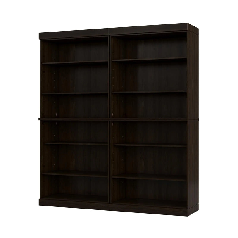72" Espresso Solid Wood Adjustable Twelve Tier Library Bookcase Homeroots Office