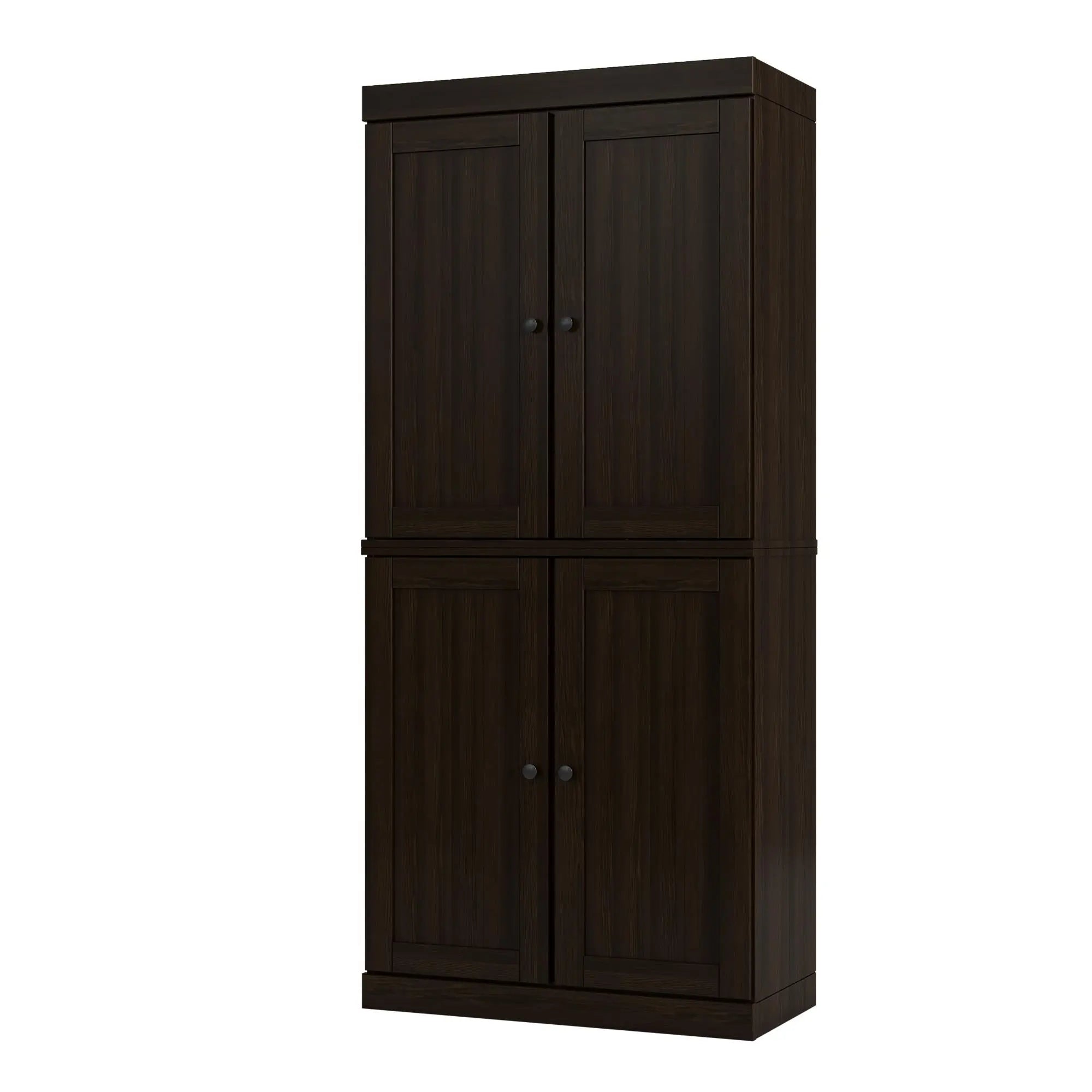 72" Espresso Solid Wood Four Door Pantry Or Storage Closet Homeroots Kitchen & Dining