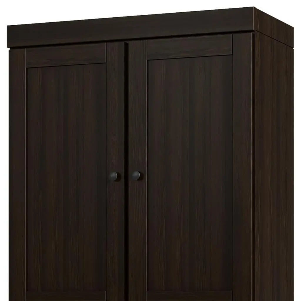 72" Espresso Solid Wood Four Door Pantry Or Storage Closet Homeroots Kitchen & Dining