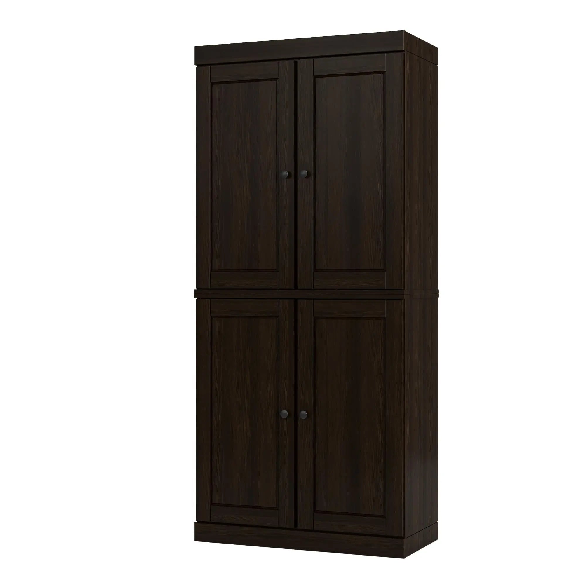 72" Espresso Solid Wood Four Door Two Drawer Pantry Or Storage Closet Homeroots Kitchen & Dining