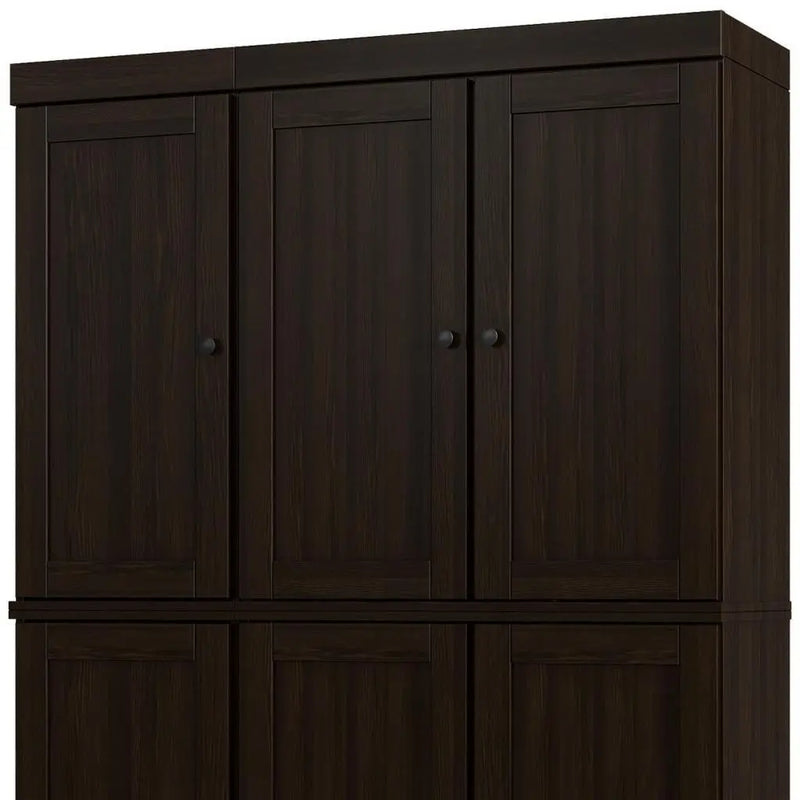 72" Espresso Solid Wood Six Door Two Drawer Pantry Or Storage Closet Homeroots Kitchen & Dining