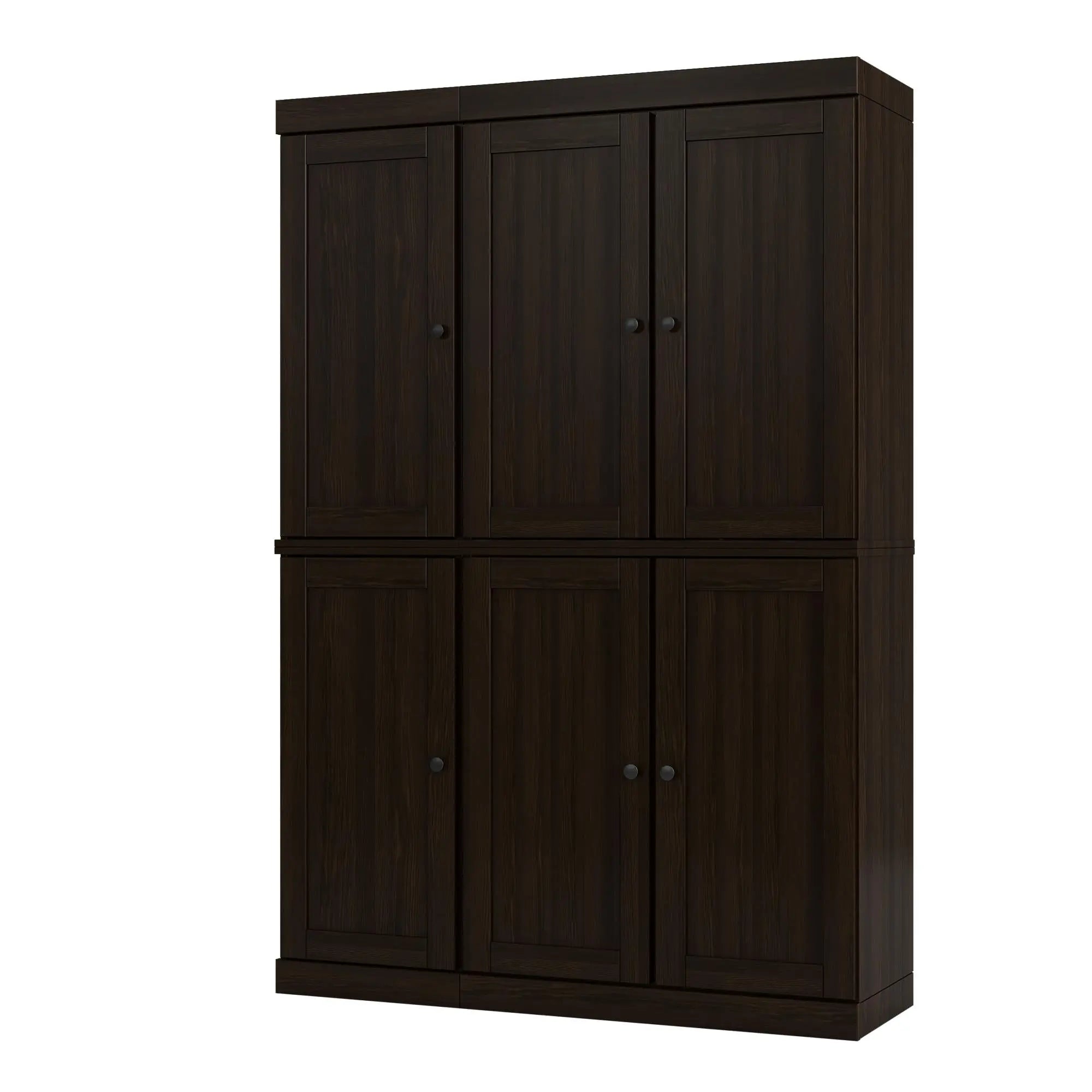 72" Espresso Solid Wood Six Door Two Drawer Pantry Or Storage Closet Homeroots Kitchen & Dining