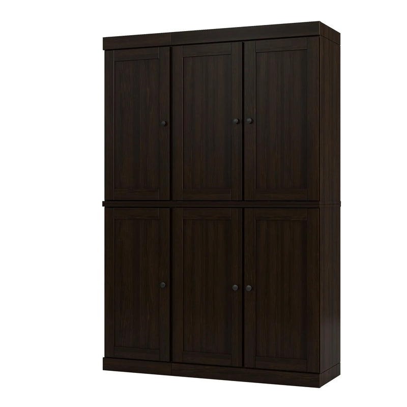 72" Espresso Solid Wood Six Door Two Drawer Pantry Or Storage Closet Homeroots Kitchen & Dining