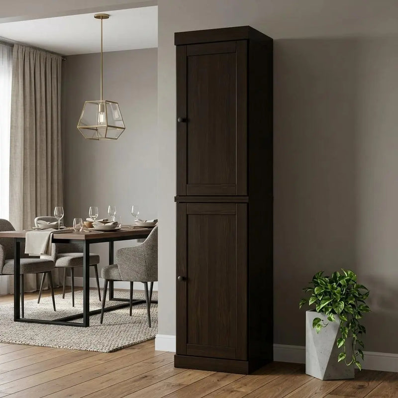 72" Espresso Solid Wood Two Door Pantry Or Storage Closet Homeroots Kitchen & Dining