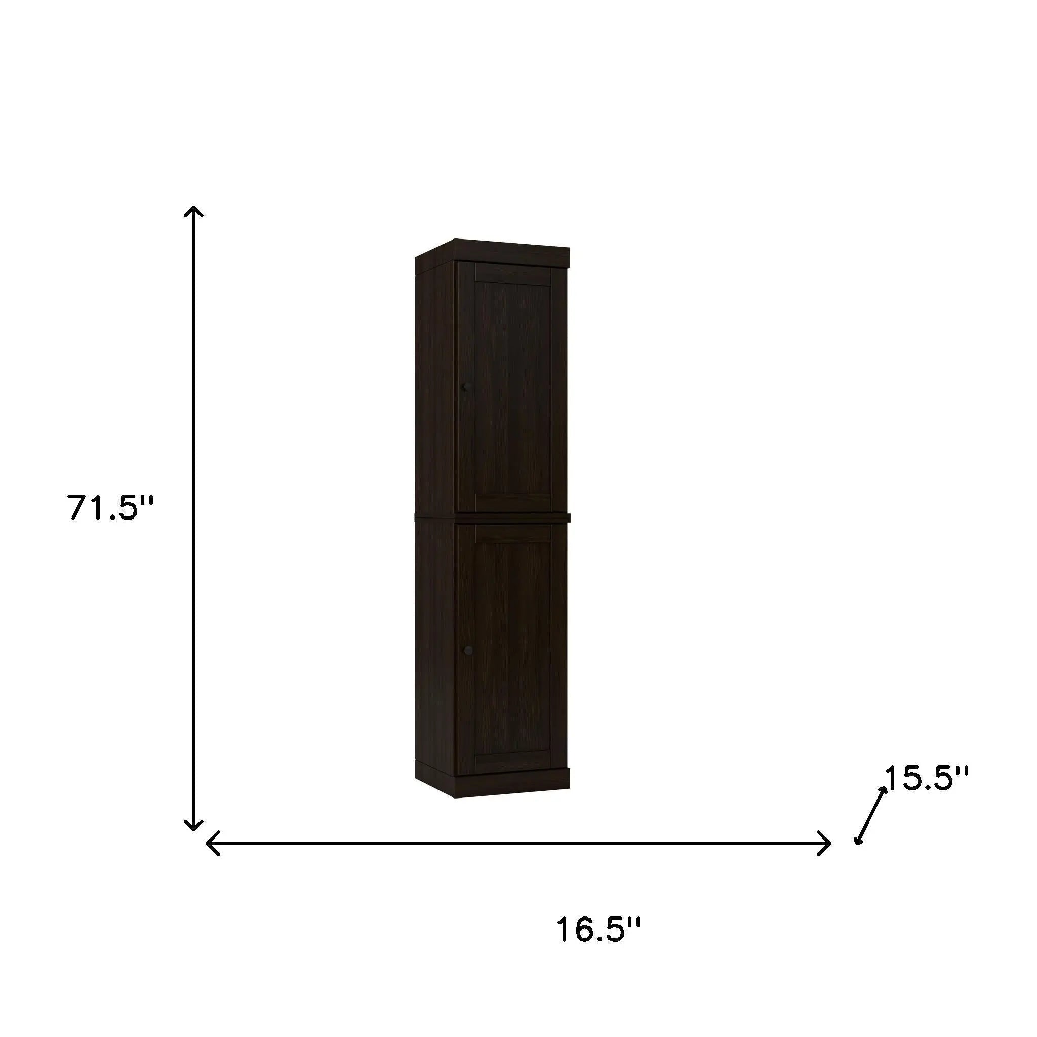 72" Espresso Solid Wood Two Door Pantry Or Storage Closet Homeroots Kitchen & Dining