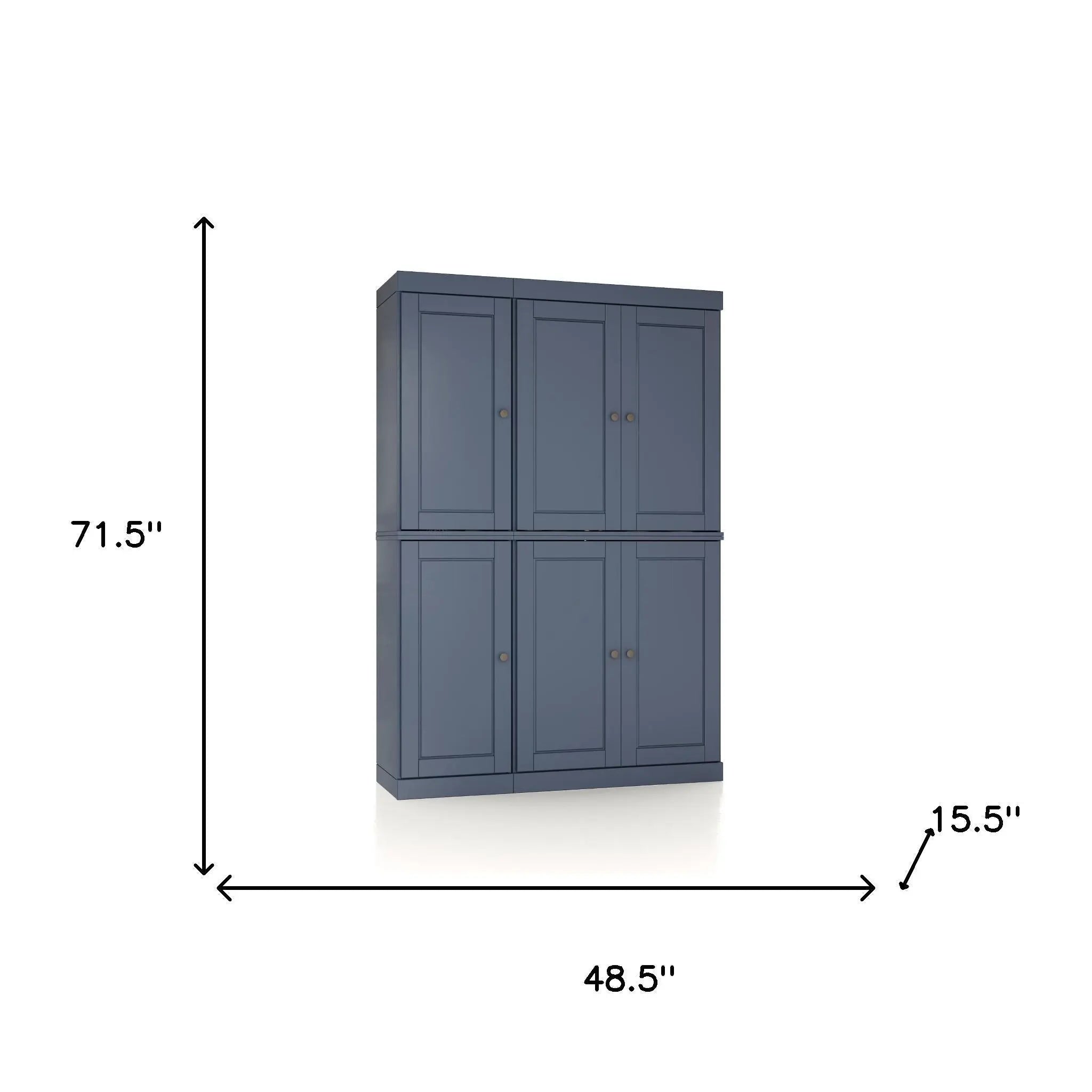 72" French Blue Solid Wood 8 Pantry Or Storage Closet Homeroots Kitchen & Dining