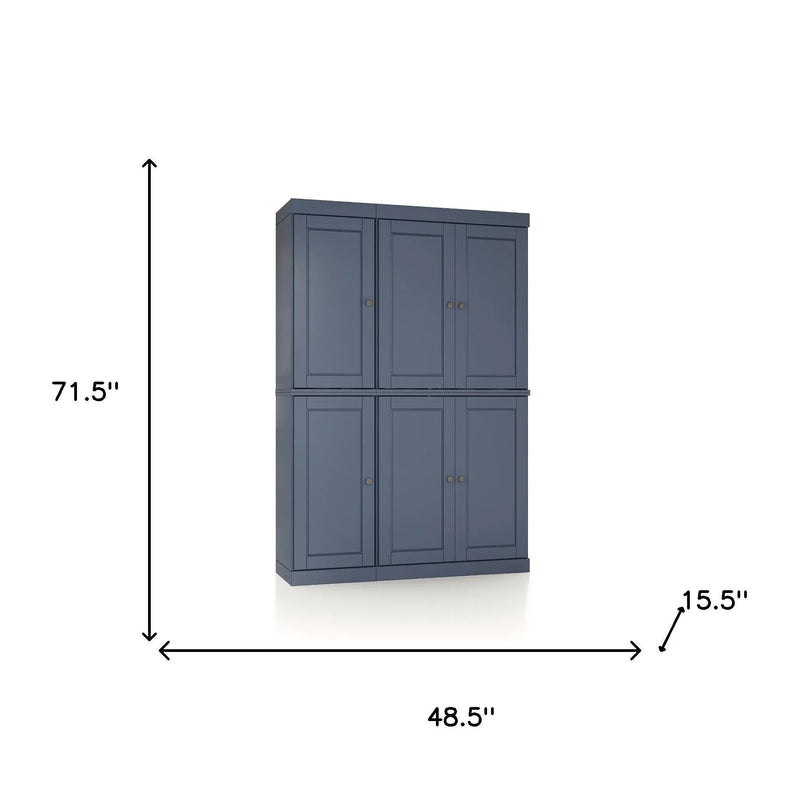 72" French Blue Solid Wood 8 Pantry Or Storage Closet Homeroots Kitchen & Dining