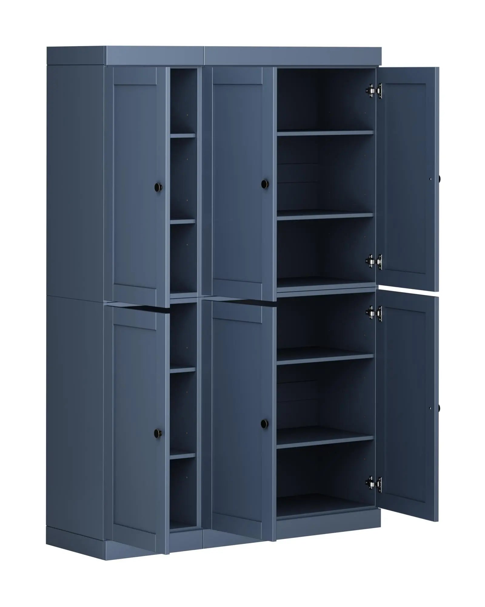 72" French Blue Solid Wood 8 Pantry Or Storage Closet Homeroots Kitchen & Dining