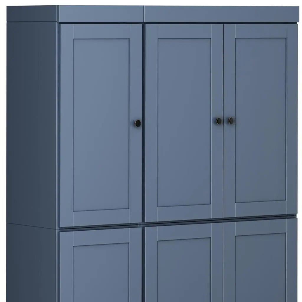 72" French Blue Solid Wood 8 Pantry Or Storage Closet Homeroots Kitchen & Dining
