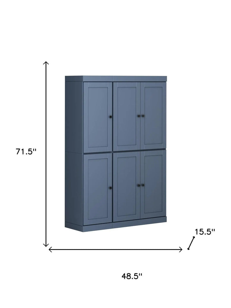 72" French Blue Solid Wood 8 Pantry Or Storage Closet Homeroots Kitchen & Dining