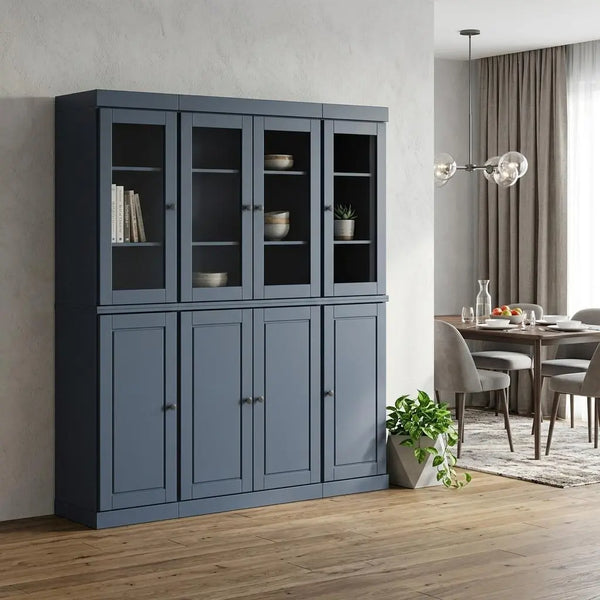 72" French Blue Solid Wood 8 Pantry Or Storage Closet Homeroots Kitchen & Dining