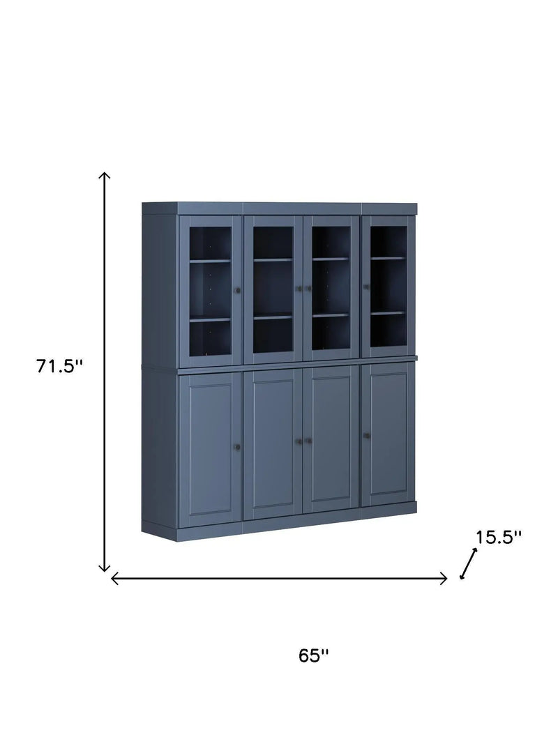 72" French Blue Solid Wood 8 Pantry Or Storage Closet Homeroots Kitchen & Dining