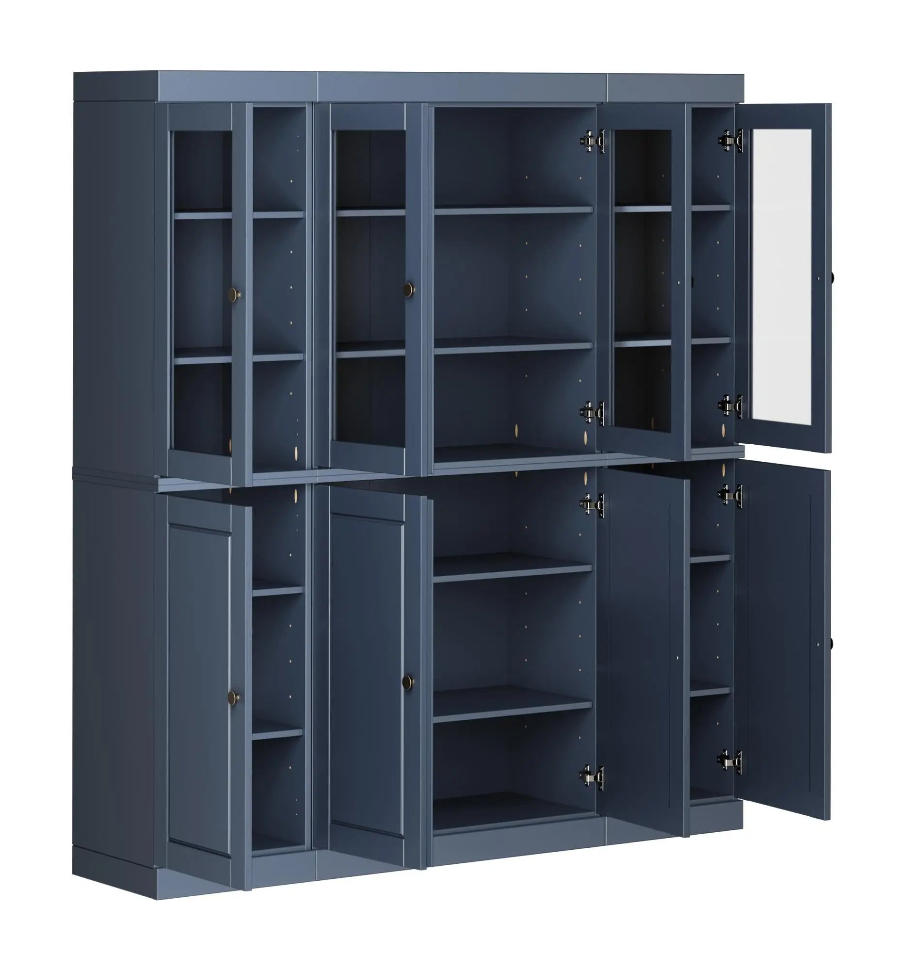 72" French Blue Solid Wood 8 Pantry Or Storage Closet Homeroots Kitchen & Dining