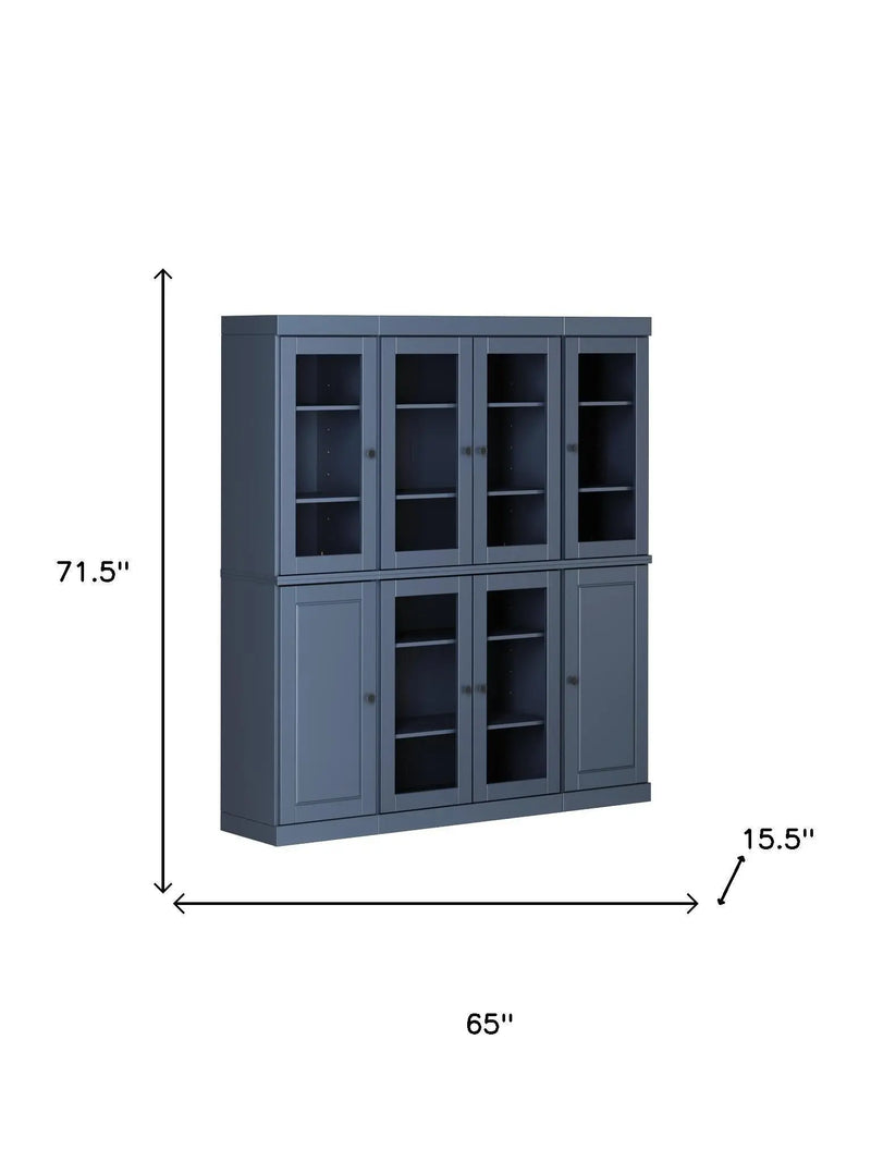 72" French Blue Solid Wood 8 Pantry Or Storage Closet Homeroots Kitchen & Dining