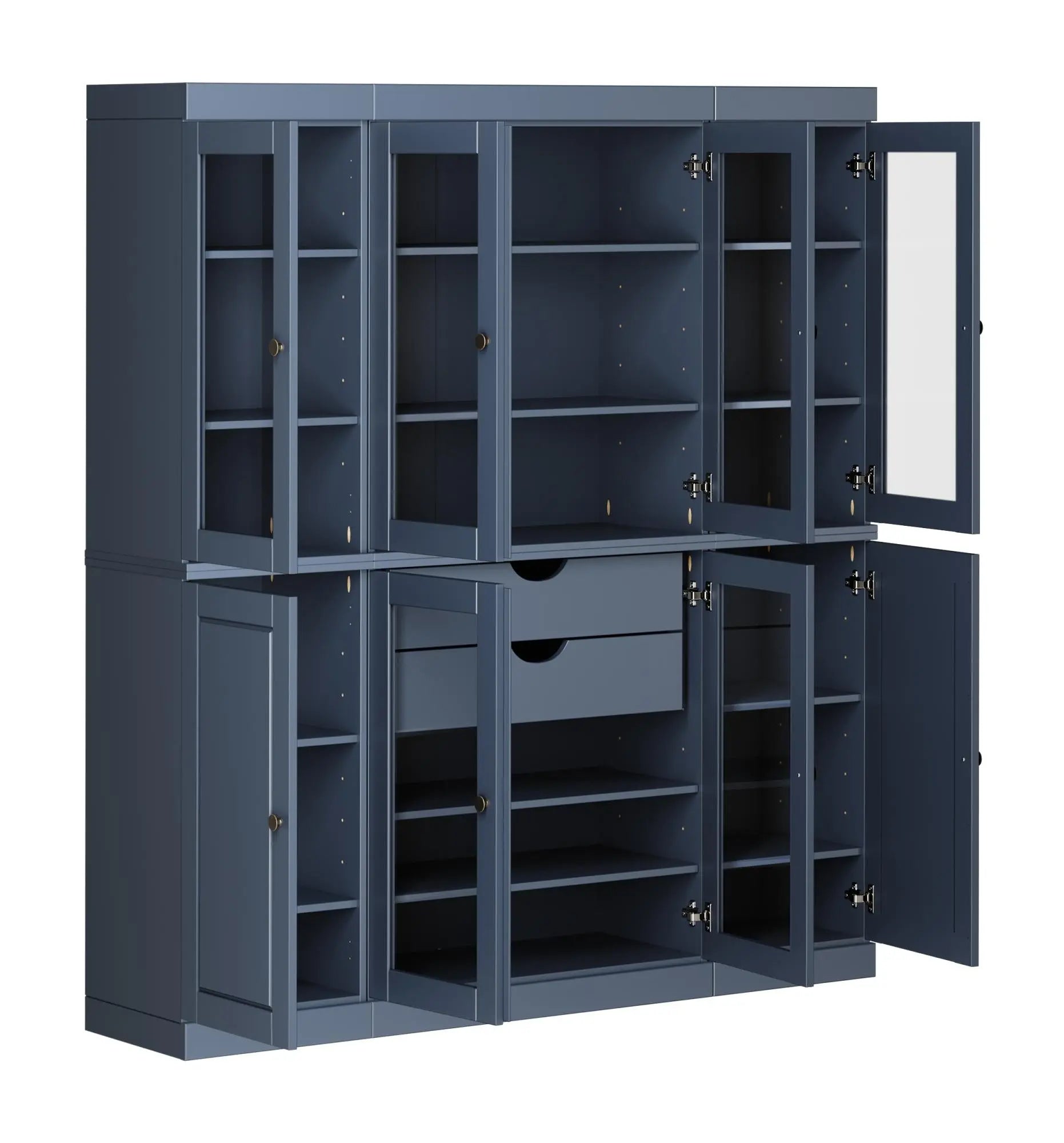 72" French Blue Solid Wood 8 Two Drawer Pantry Or Storage Closet Homeroots Kitchen & Dining