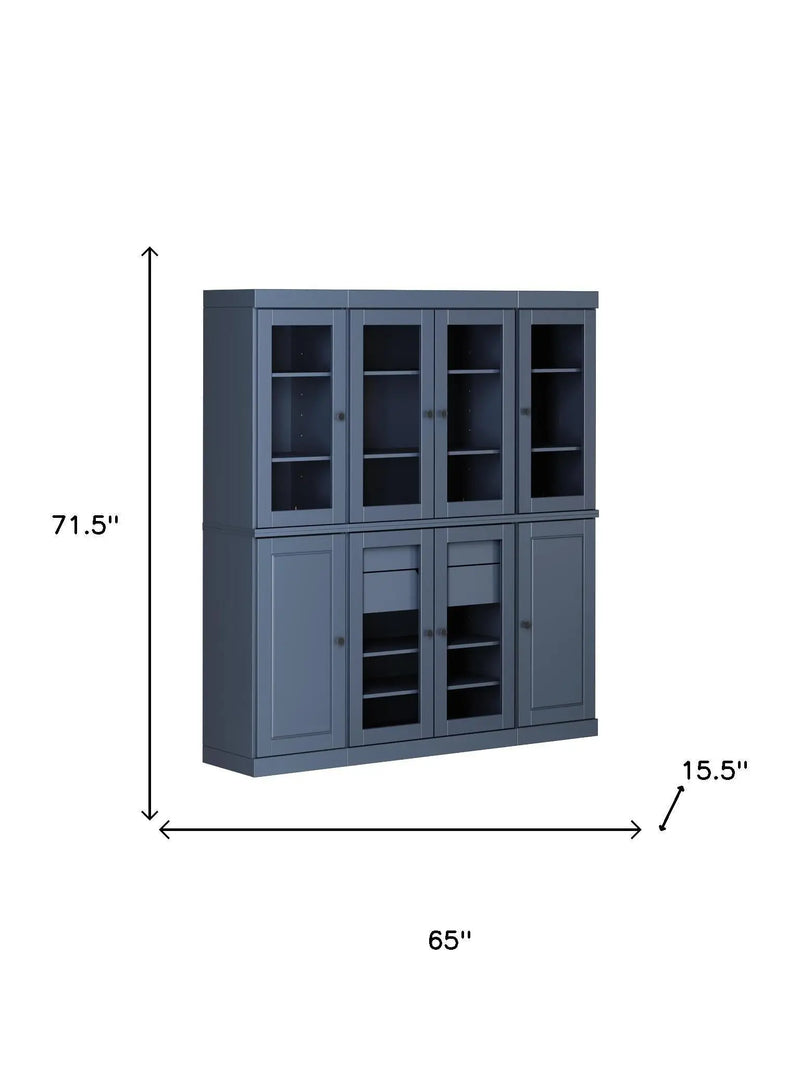 72" French Blue Solid Wood 8 Two Drawer Pantry Or Storage Closet Homeroots Kitchen & Dining