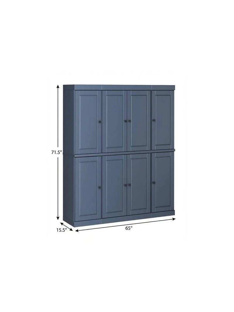 72" French Blue Solid Wood 8 Two Drawer Pantry Or Storage Closet Homeroots Kitchen & Dining