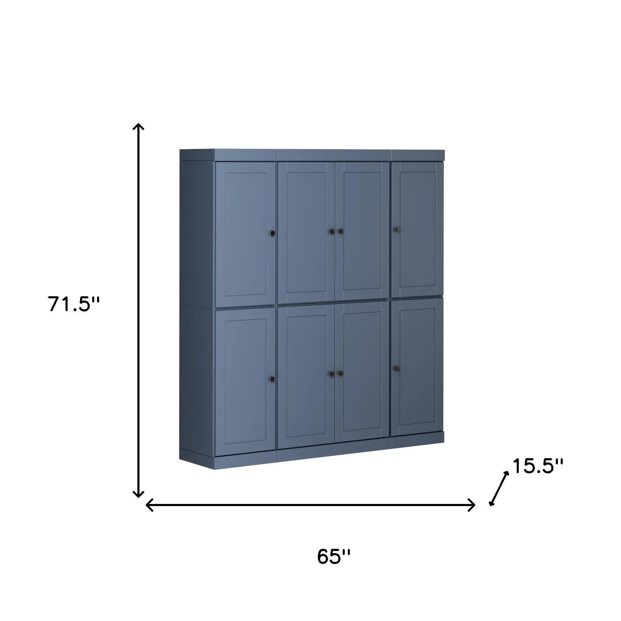 72" French Blue Solid Wood 8 Two Drawer Pantry Or Storage Closet Homeroots Kitchen & Dining