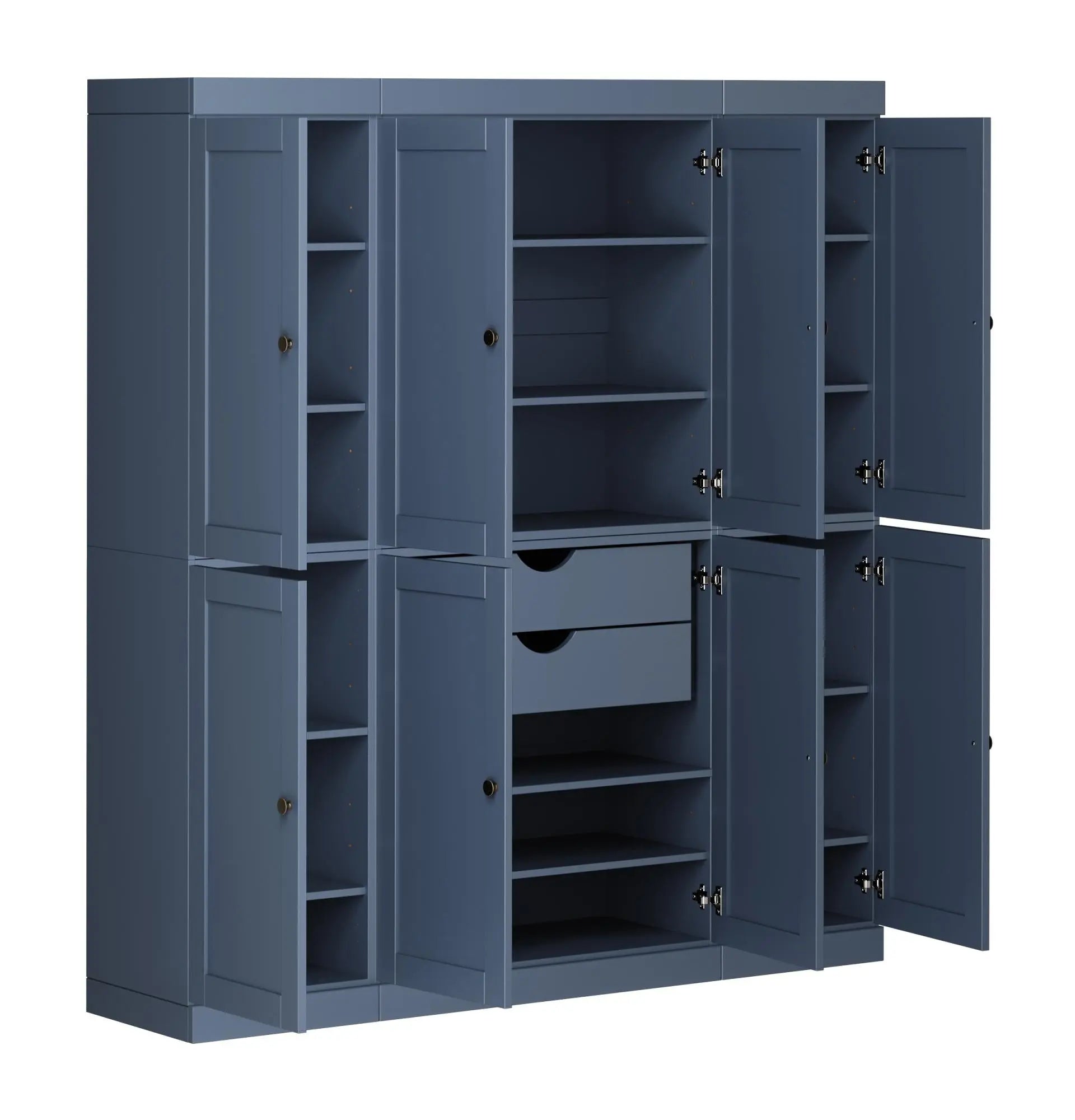 72" French Blue Solid Wood 8 Two Drawer Pantry Or Storage Closet Homeroots Kitchen & Dining
