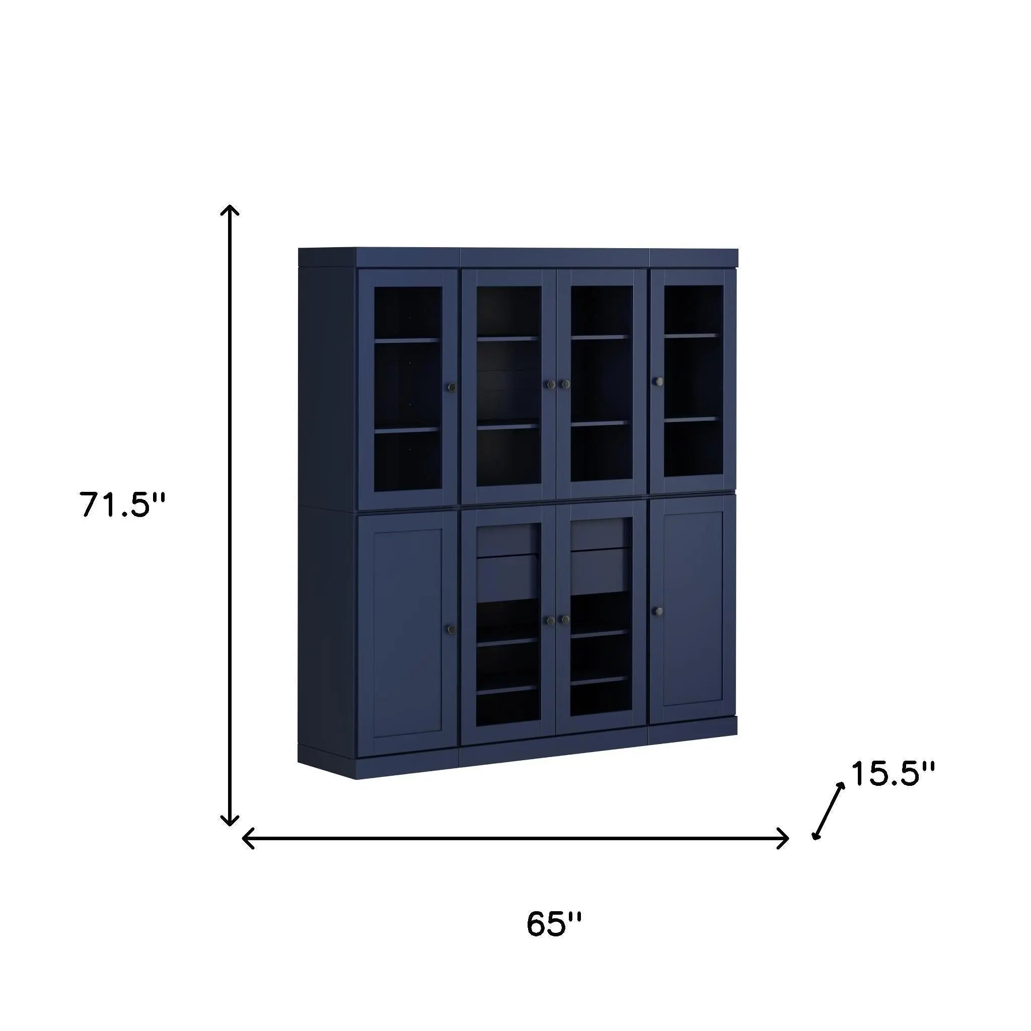 72" French Blue Solid Wood 8 Two Drawer Pantry Or Storage Closet Homeroots Kitchen & Dining