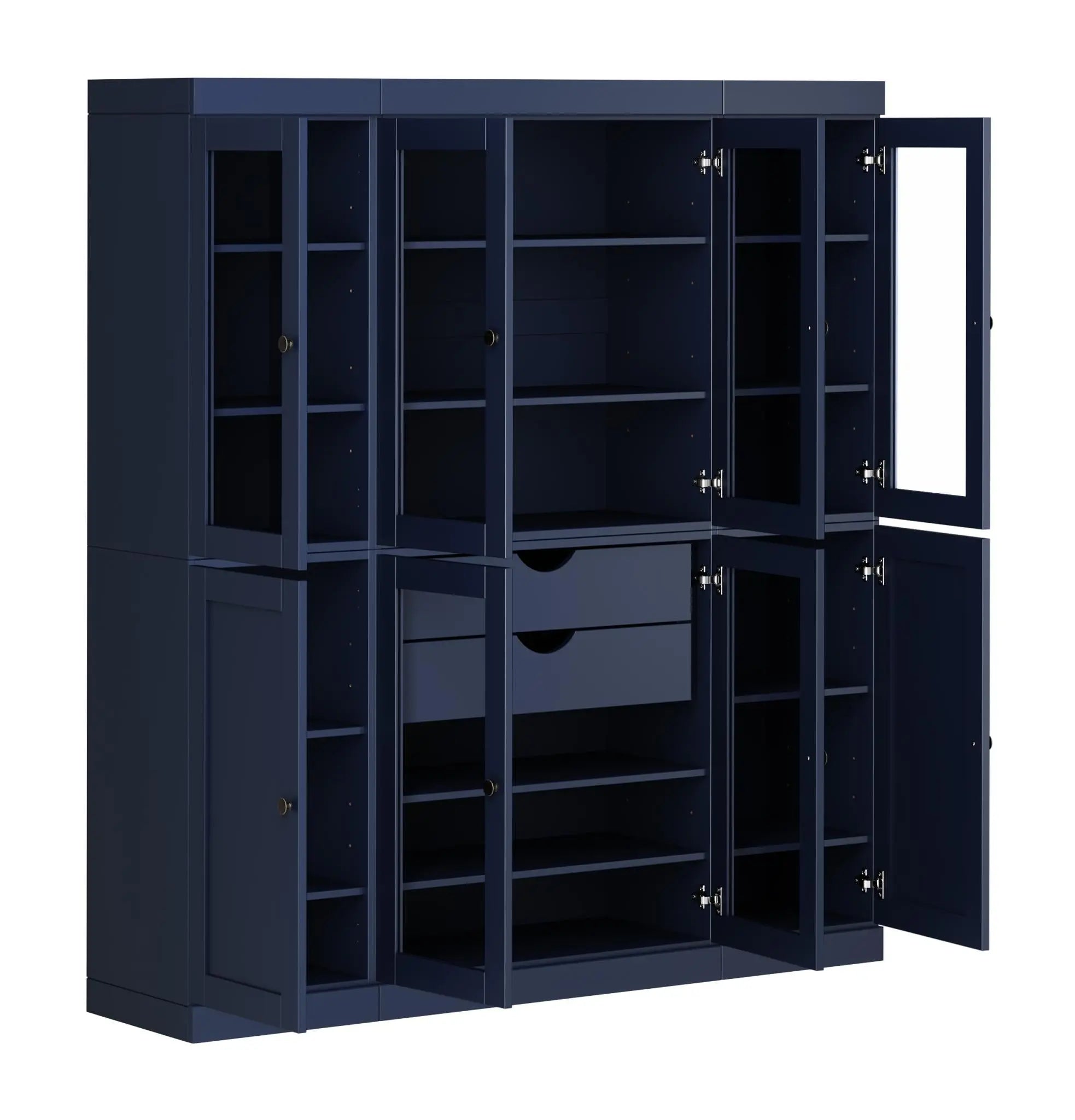 72" French Blue Solid Wood 8 Two Drawer Pantry Or Storage Closet Homeroots Kitchen & Dining