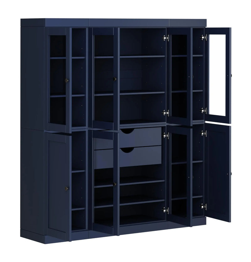 72" French Blue Solid Wood 8 Two Drawer Pantry Or Storage Closet Homeroots Kitchen & Dining