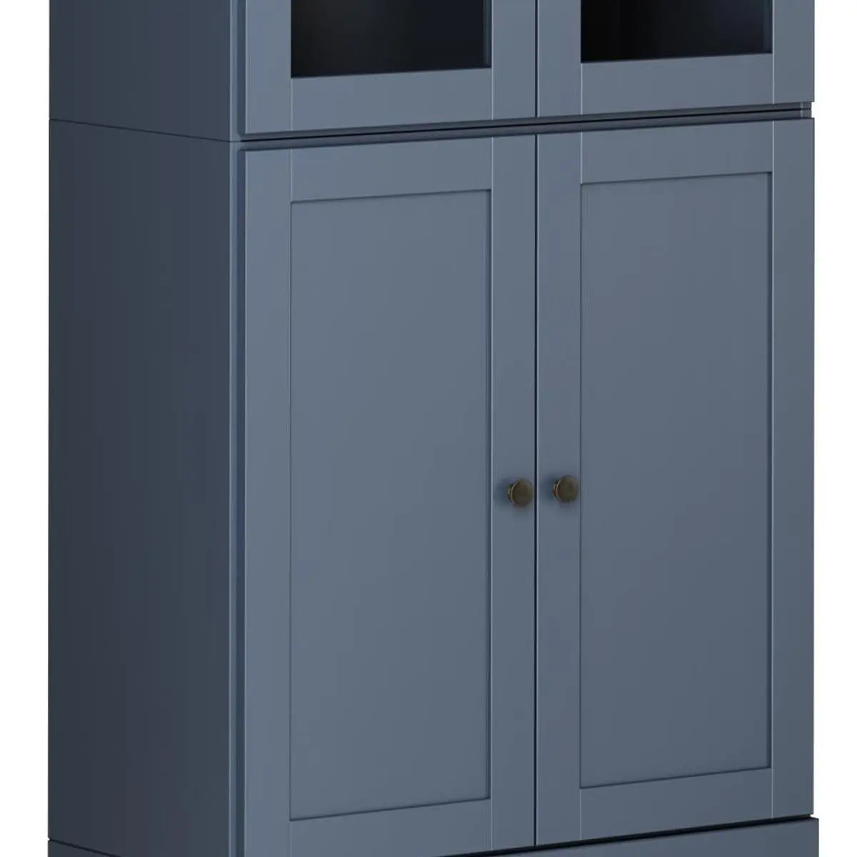 72" French Blue Solid Wood Adjustable Six Tier Library Bookcase with Four Doors Homeroots Office