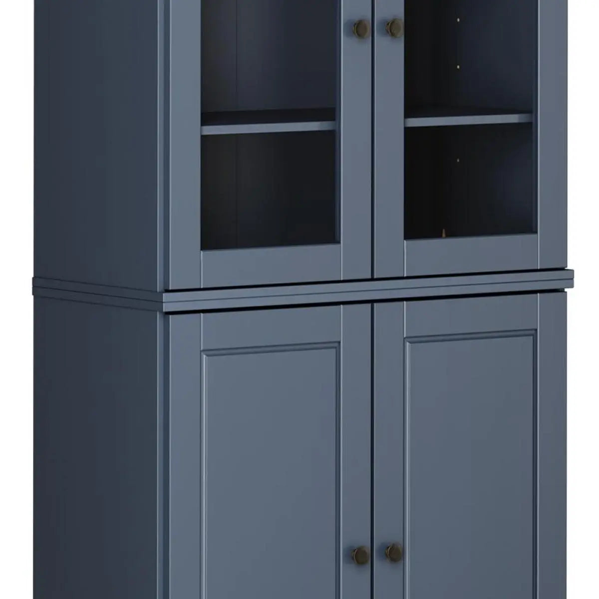 72" French Blue Solid Wood Adjustable Six Tier Library Bookcase with Four Doors Homeroots Office