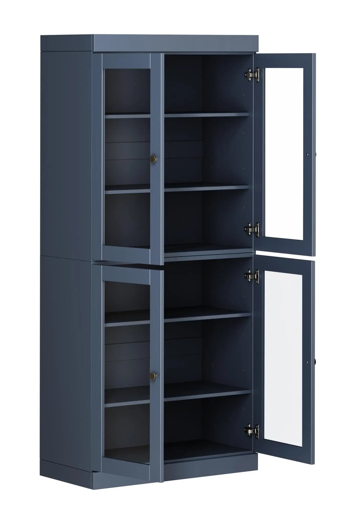 72" French Blue Solid Wood Four Door Pantry Or Storage Closet Homeroots Kitchen & Dining