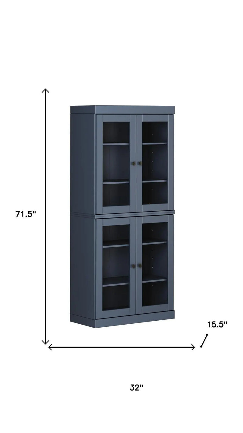 72" French Blue Solid Wood Four Door Pantry Or Storage Closet Homeroots Kitchen & Dining