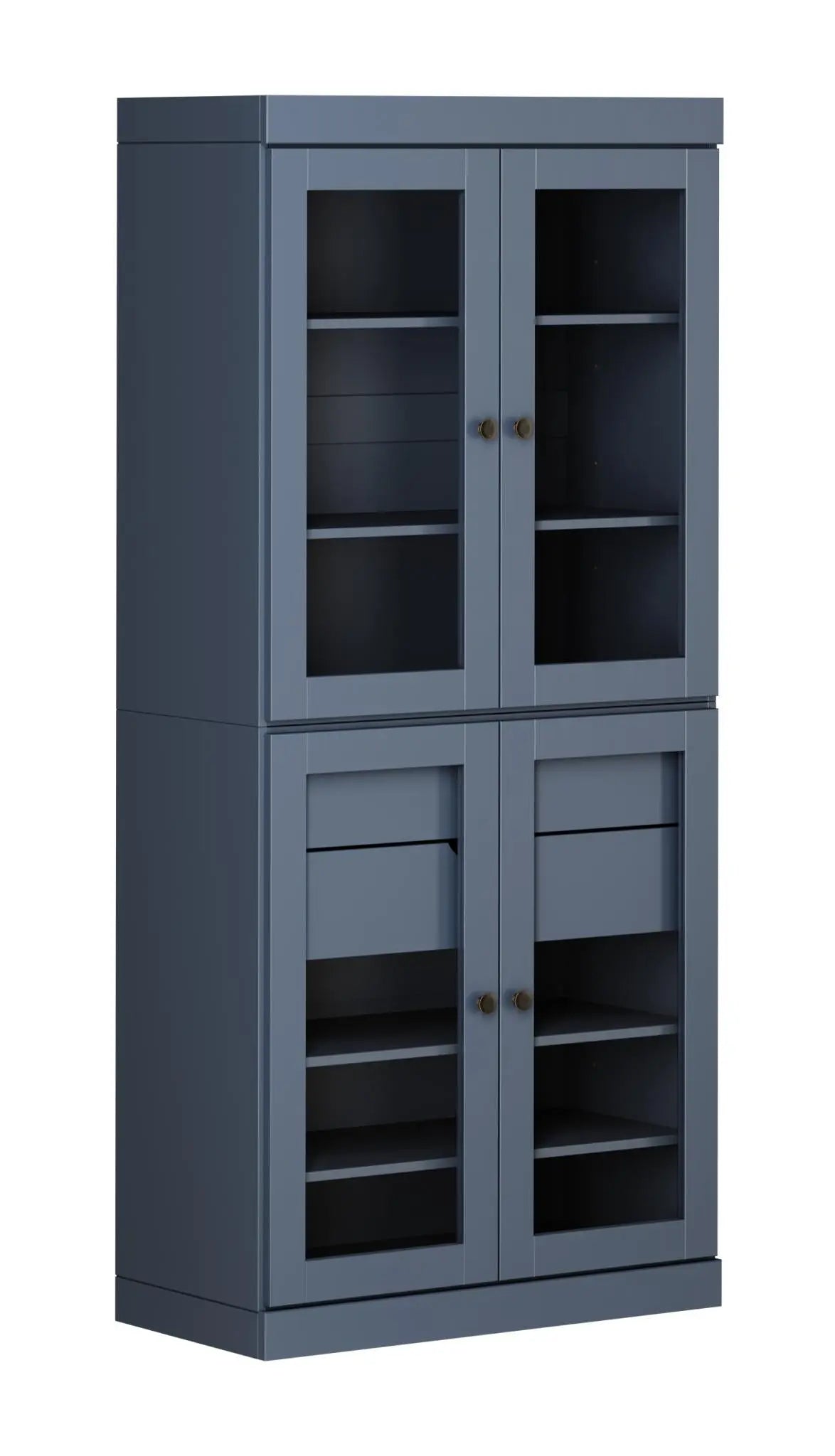 72" French Blue Solid Wood Four Door Two Drawer Pantry Or Storage Closet Homeroots Kitchen & Dining