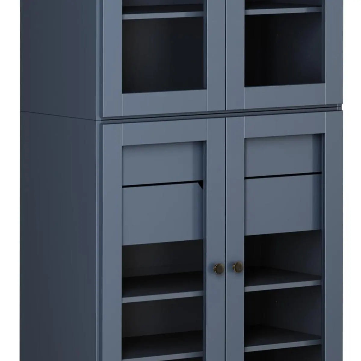 72" French Blue Solid Wood Four Door Two Drawer Pantry Or Storage Closet Homeroots Kitchen & Dining