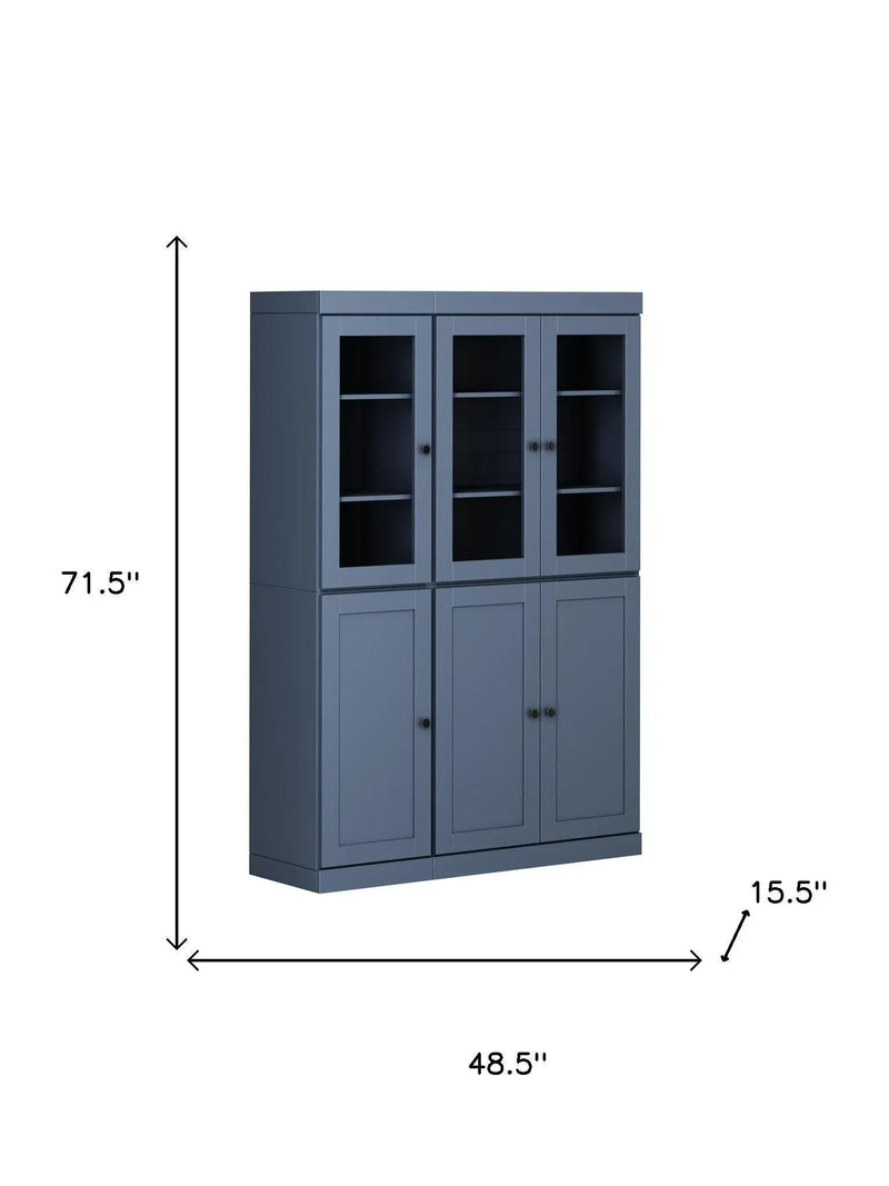72" French Blue Solid Wood Six Door Pantry Or Storage Closet Homeroots Kitchen & Dining