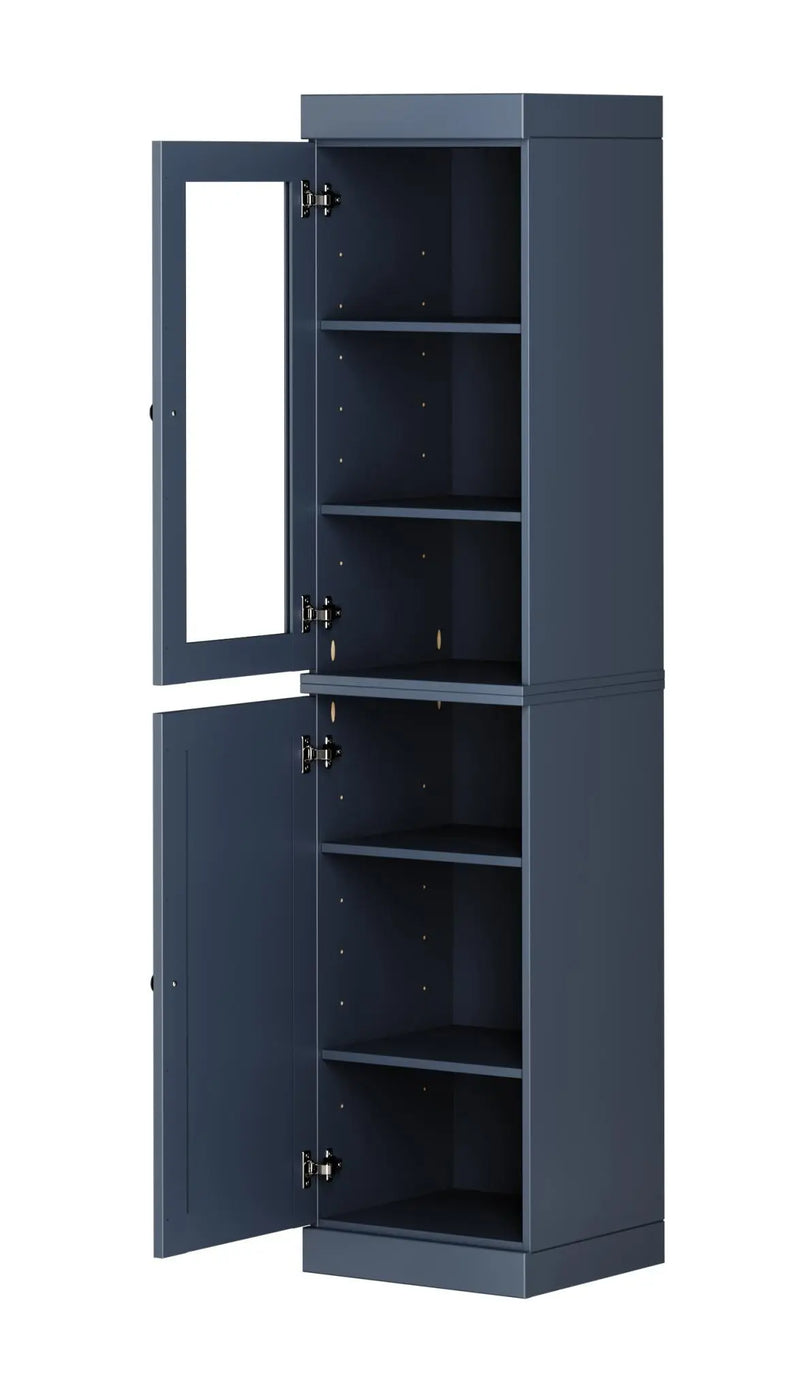 72" French Blue Solid Wood Two Door Pantry Or Storage Closet Homeroots Kitchen & Dining
