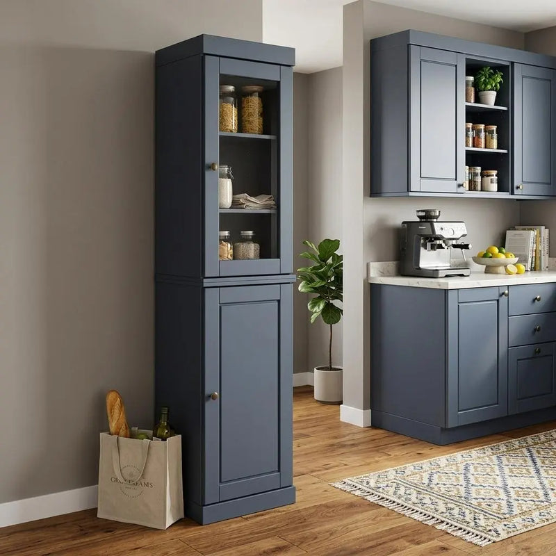 72" French Blue Solid Wood Two Door Pantry Or Storage Closet Homeroots Kitchen & Dining
