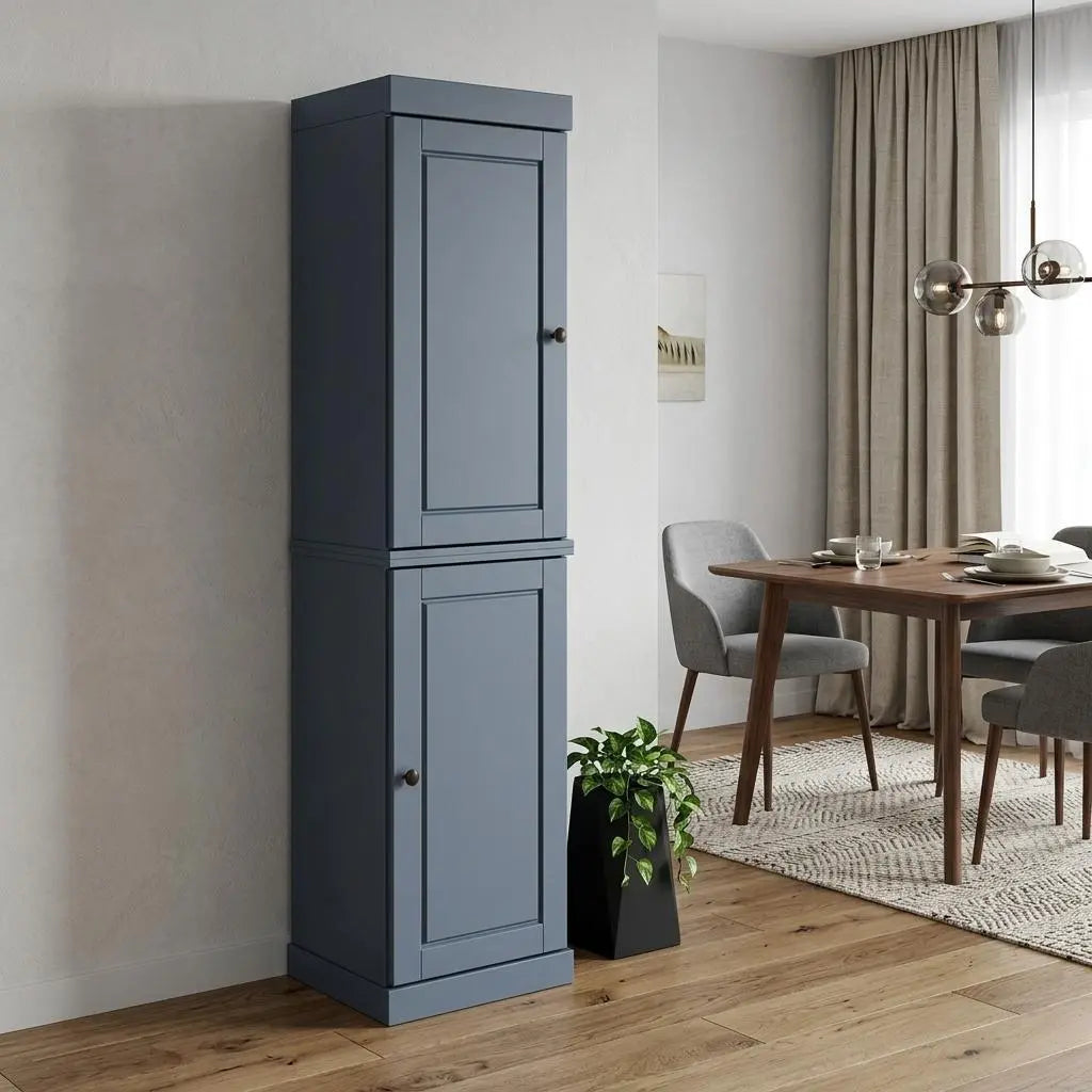 72" French Blue Solid Wood Two Door Pantry Or Storage Closet Homeroots Kitchen & Dining