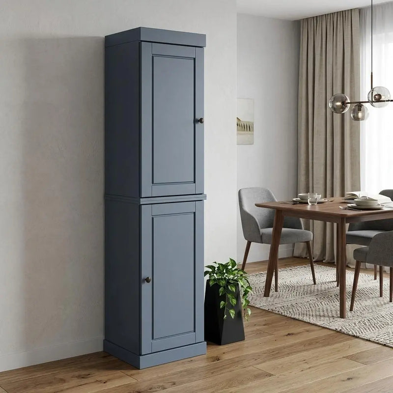 72" French Blue Solid Wood Two Door Pantry Or Storage Closet Homeroots Kitchen & Dining