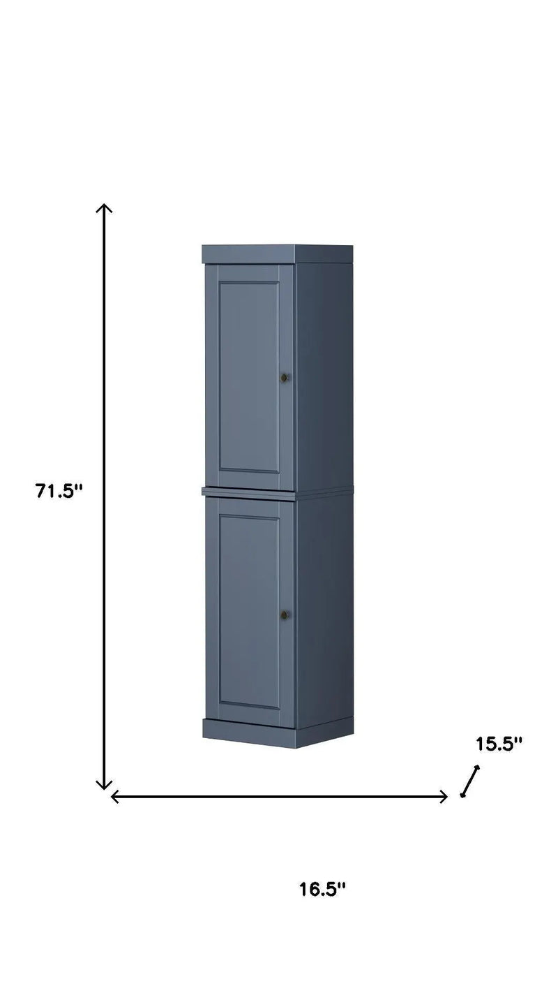 72" French Blue Solid Wood Two Door Pantry Or Storage Closet Homeroots Kitchen & Dining
